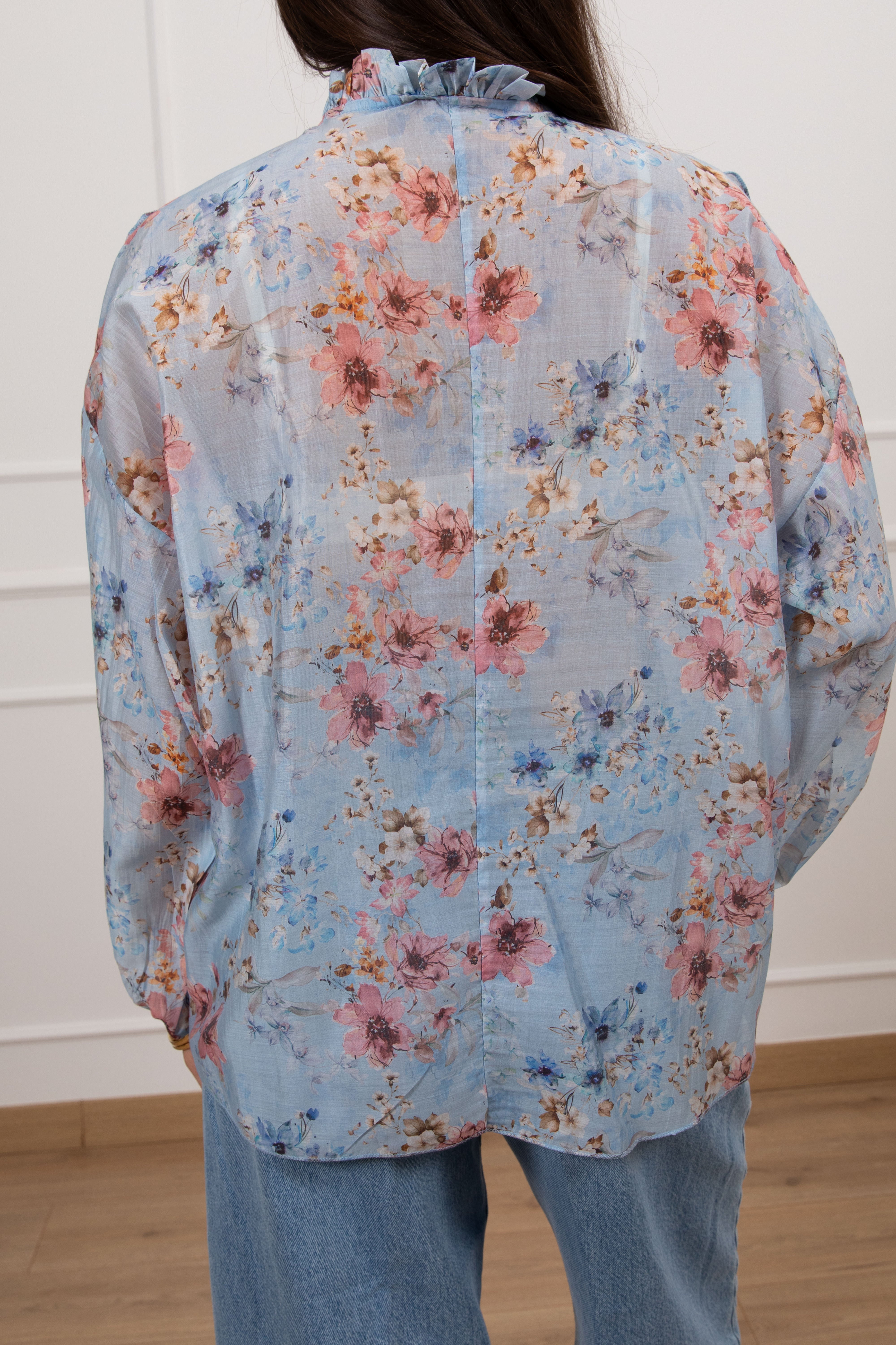 Camicia fantasia flowers con rouches Susy Mix
