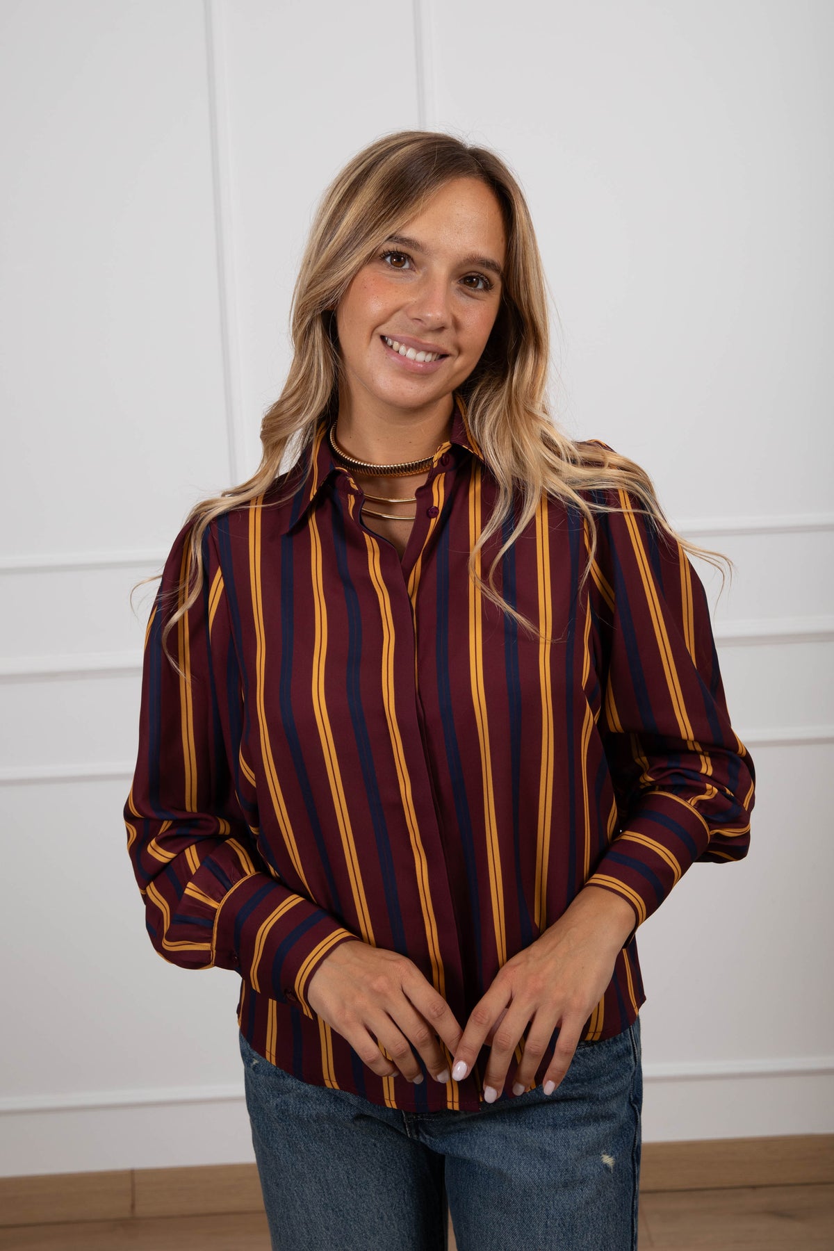 Camicia a righe in tessuto fluido Susy Mix