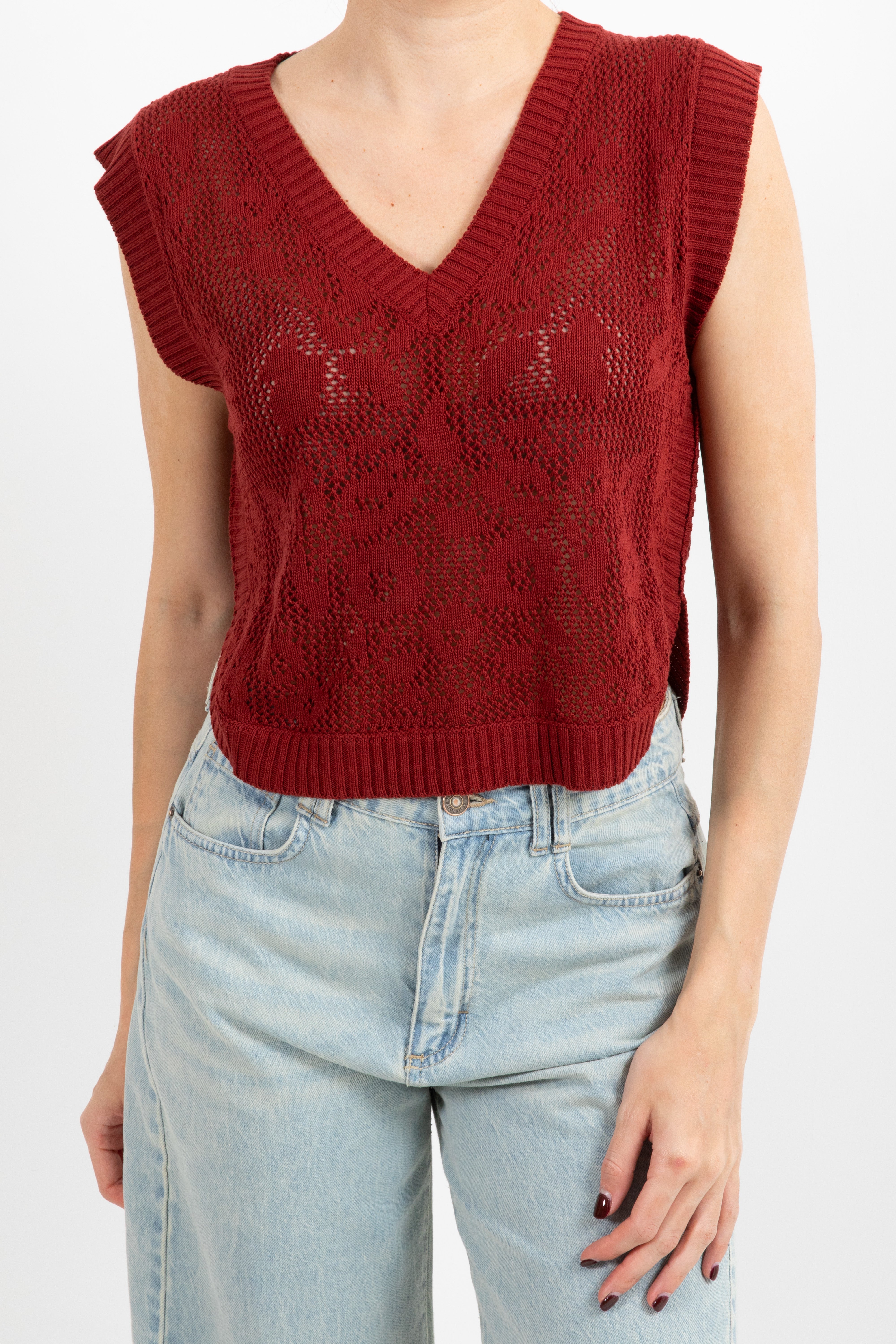 Gilet traforato con scollo a "V" ViCOLO