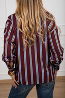 Camicia a righe in tessuto fluido con collo alla coreana Susy Mix