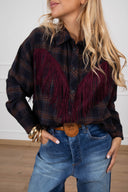 Camicia check in flanella con frange variante grigio/bordeaux Tensione IN