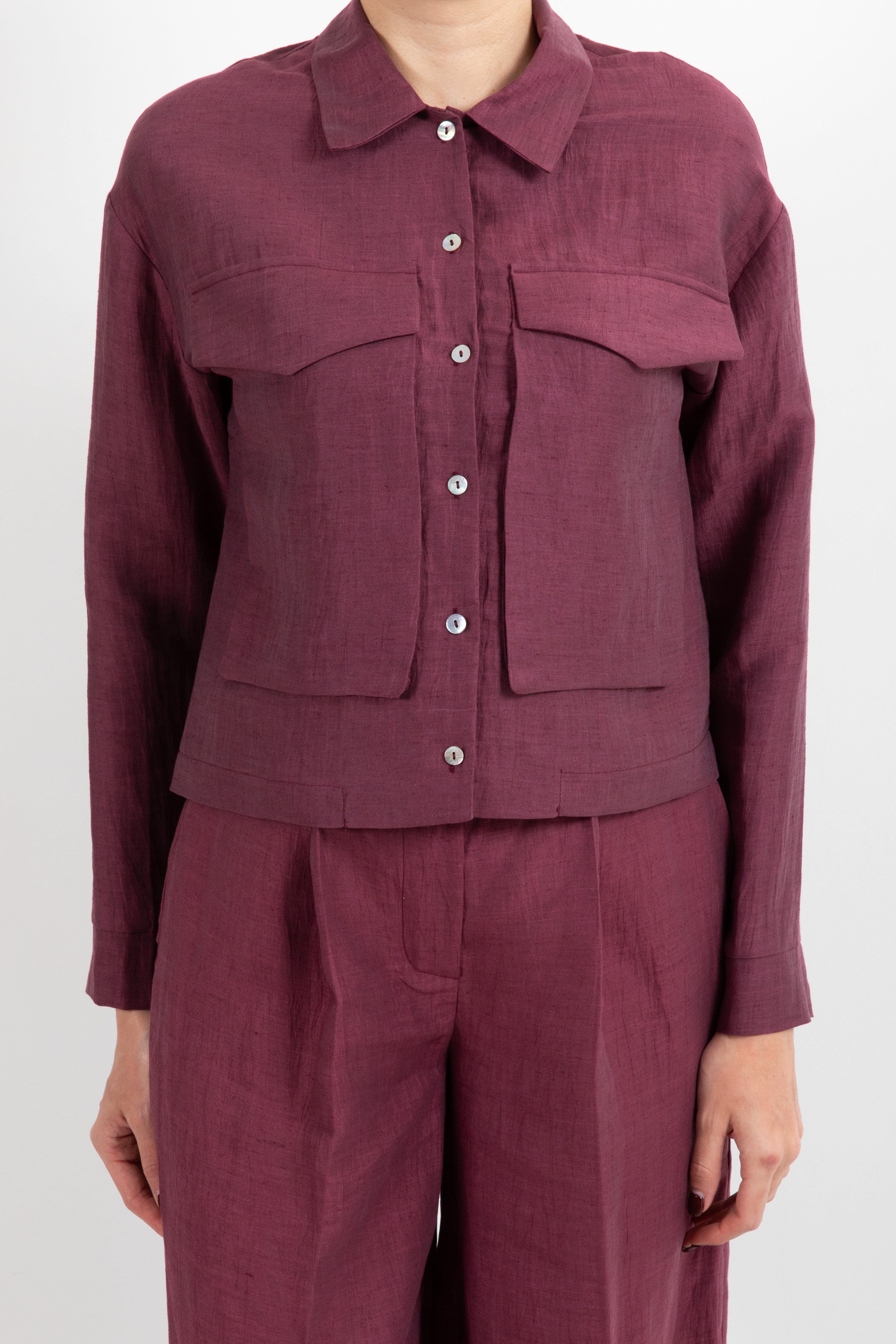 Camicia in lino con tasche ViCOLO