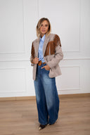 Giacca misto lana con borchie e frange variante beige ViCOLO