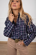 Camicia over-size check variante blu/rosso Haveone