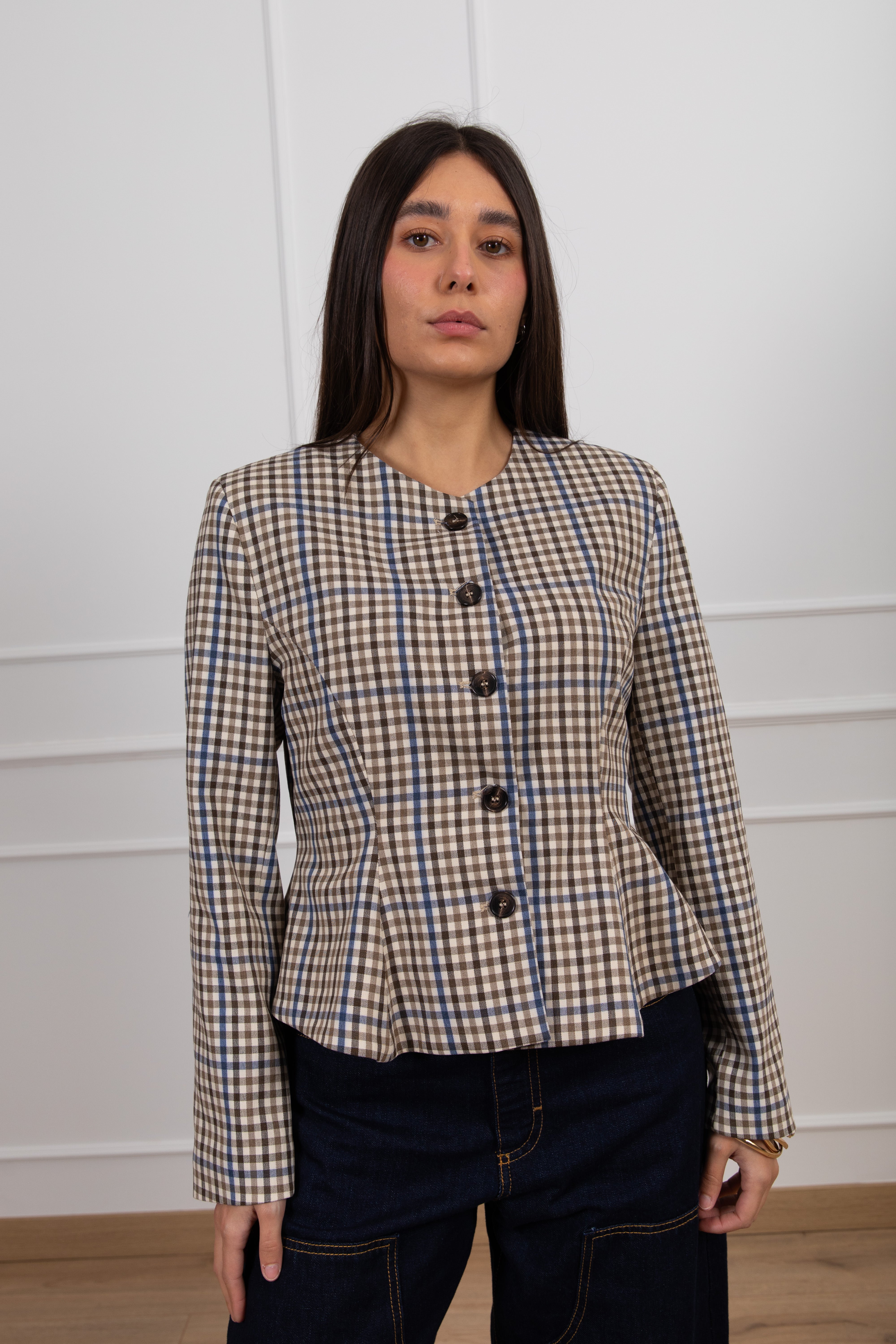 Giacchino a quadri con godet Tensione IN