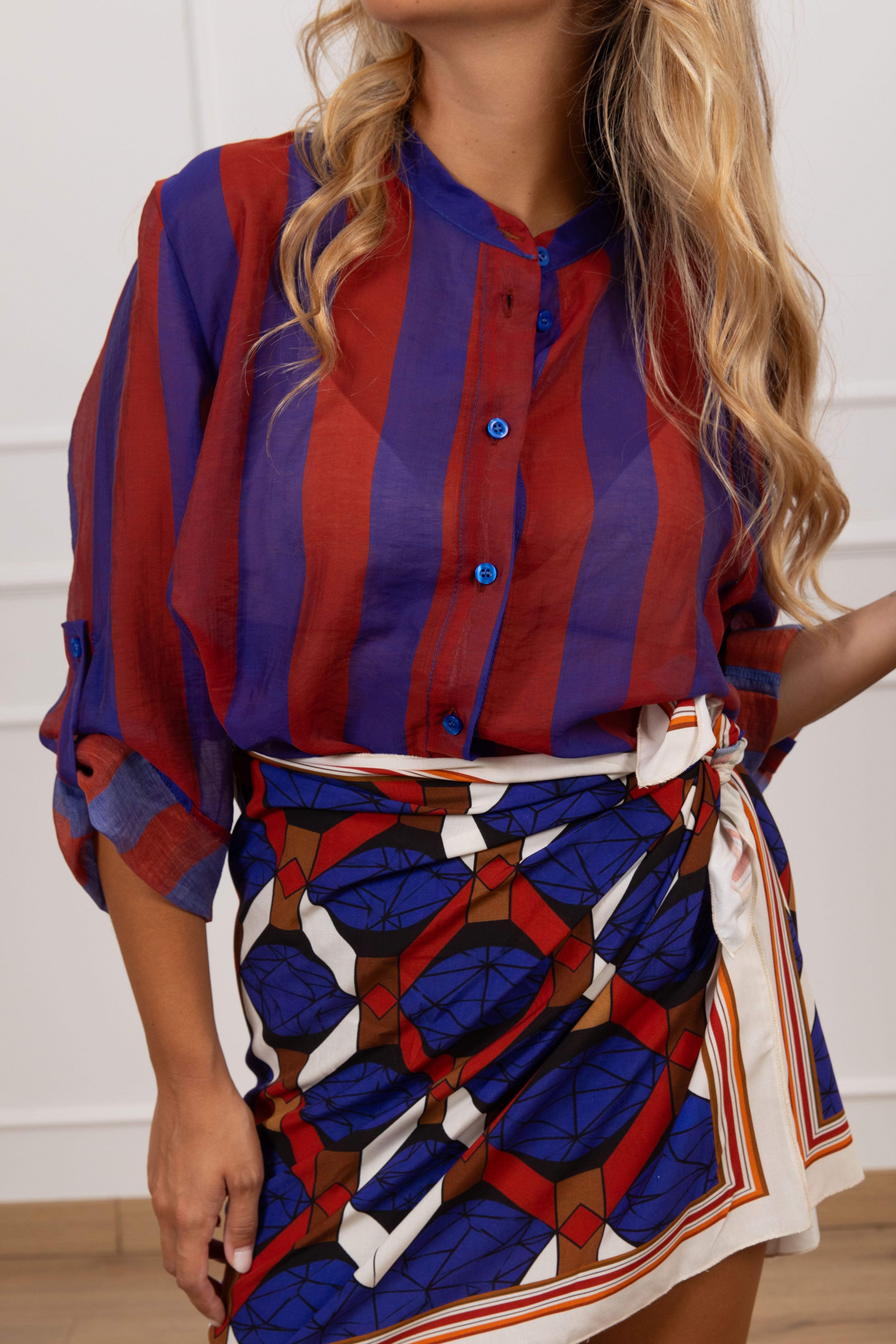 PRE ORDER TURCHESE CHIARO e BLU ROYAL Camicia righe larghe Haveone