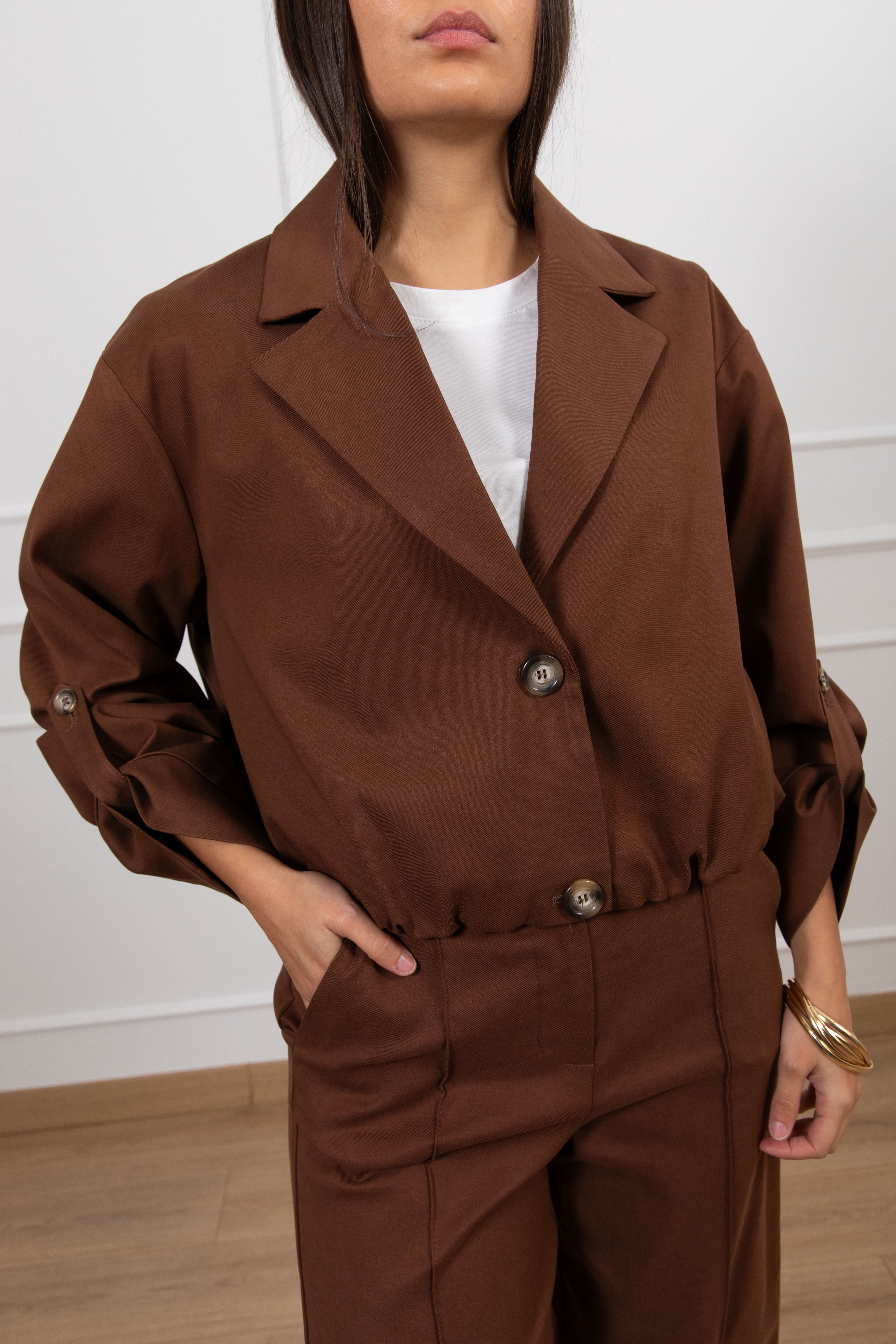 Giacca cropped a palloncino ViCOLO