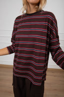 T-shirt manica lunga a righe asimmetriche Tensione IN
