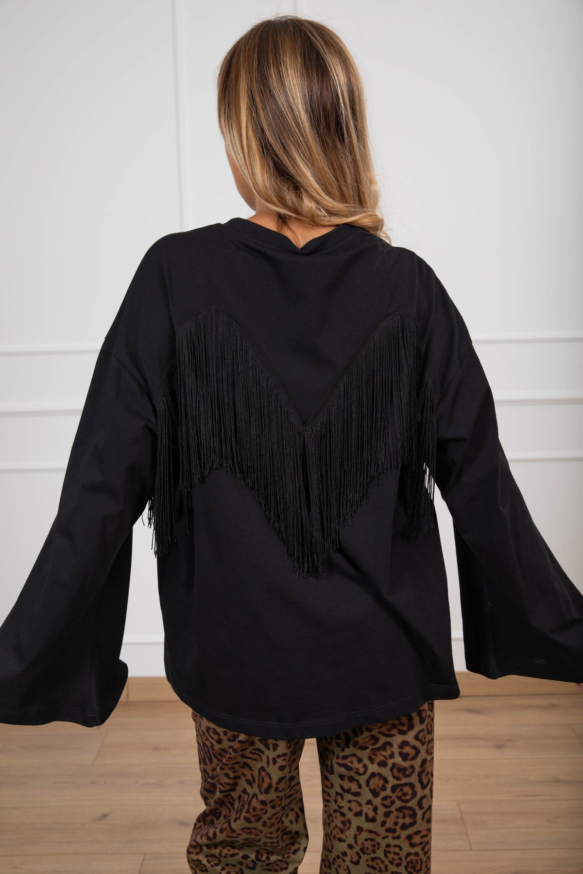 T-shirt inserto frange variante nero Tensione IN