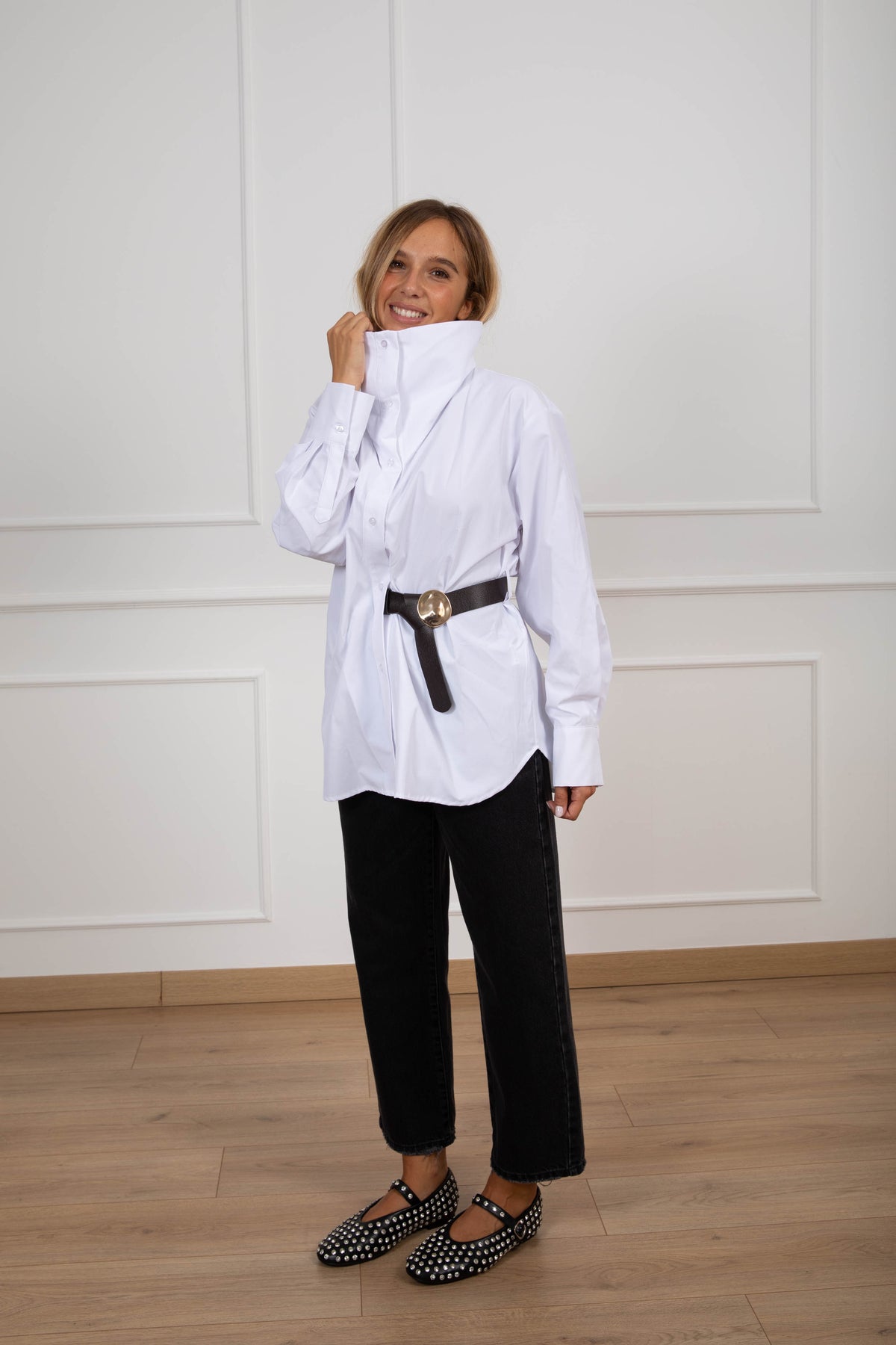 Camicia collo ad anello con inserto cintura Tensione IN