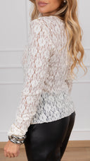 T-shirt in pizzo con foro pollice variante naturale ViCOLO