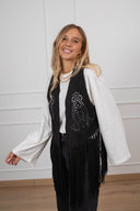 Gilet in eco-camoscio con frange ViCOLO