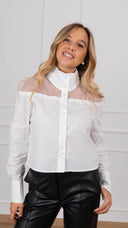 Camicia mezzo-collo con inserto velato variante naturale ViCOLO