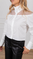 Camicia mezzo-collo con inserto velato variante naturale ViCOLO