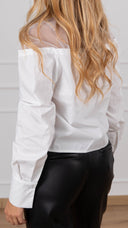 Camicia mezzo-collo con inserto velato variante naturale ViCOLO