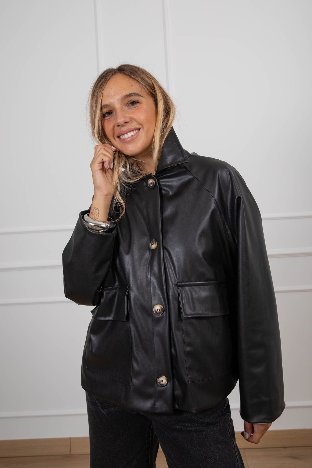 Field jacket in eco-pelle ViCOLO