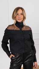 Camicia mezzo-collo con inserto velato variante nero ViCOLO