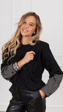 T-shirt spallina imbottita con inserto camicia check variante nero ViCOLO
