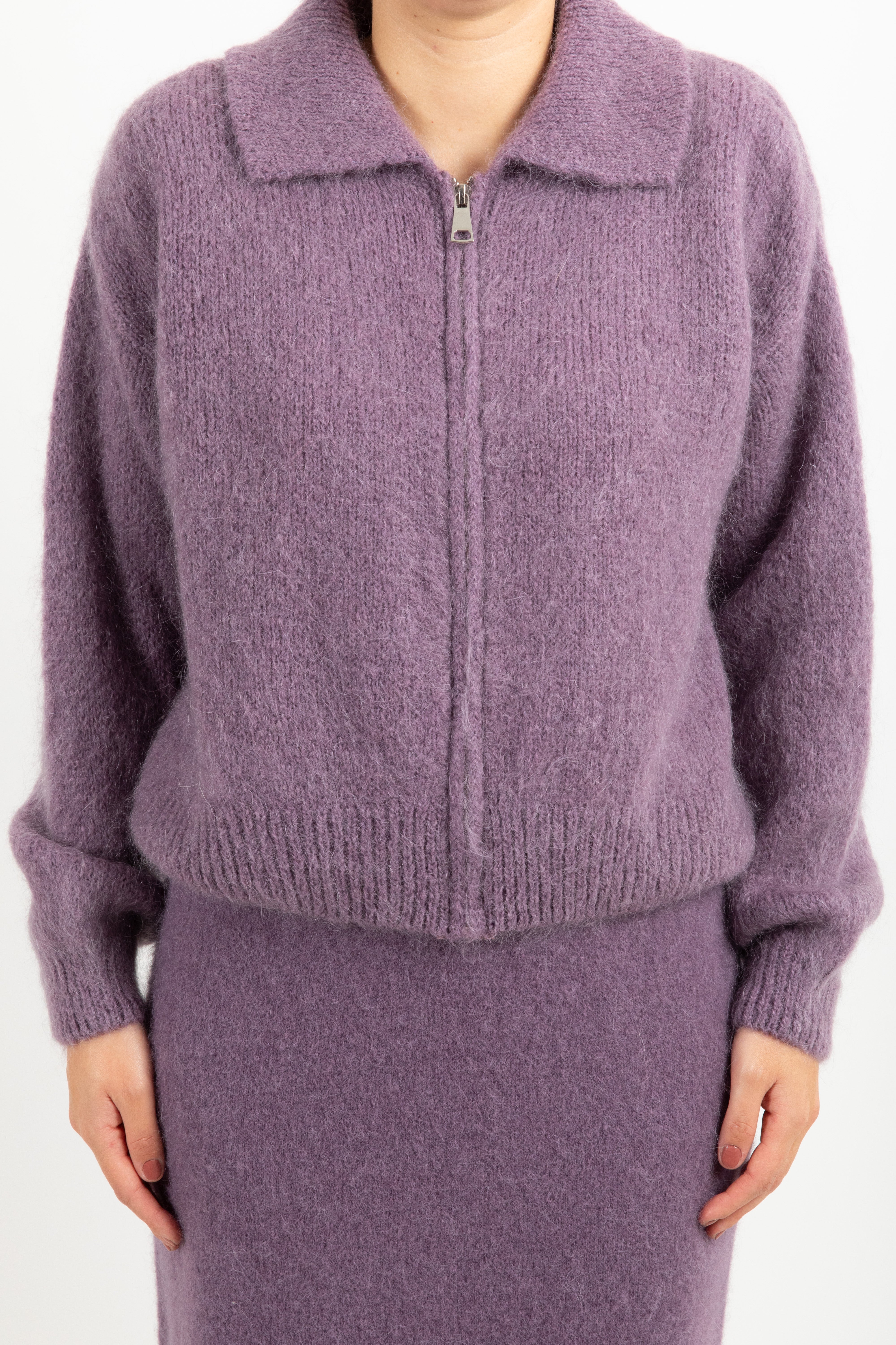 Cardigan con zip in mohair Dixie