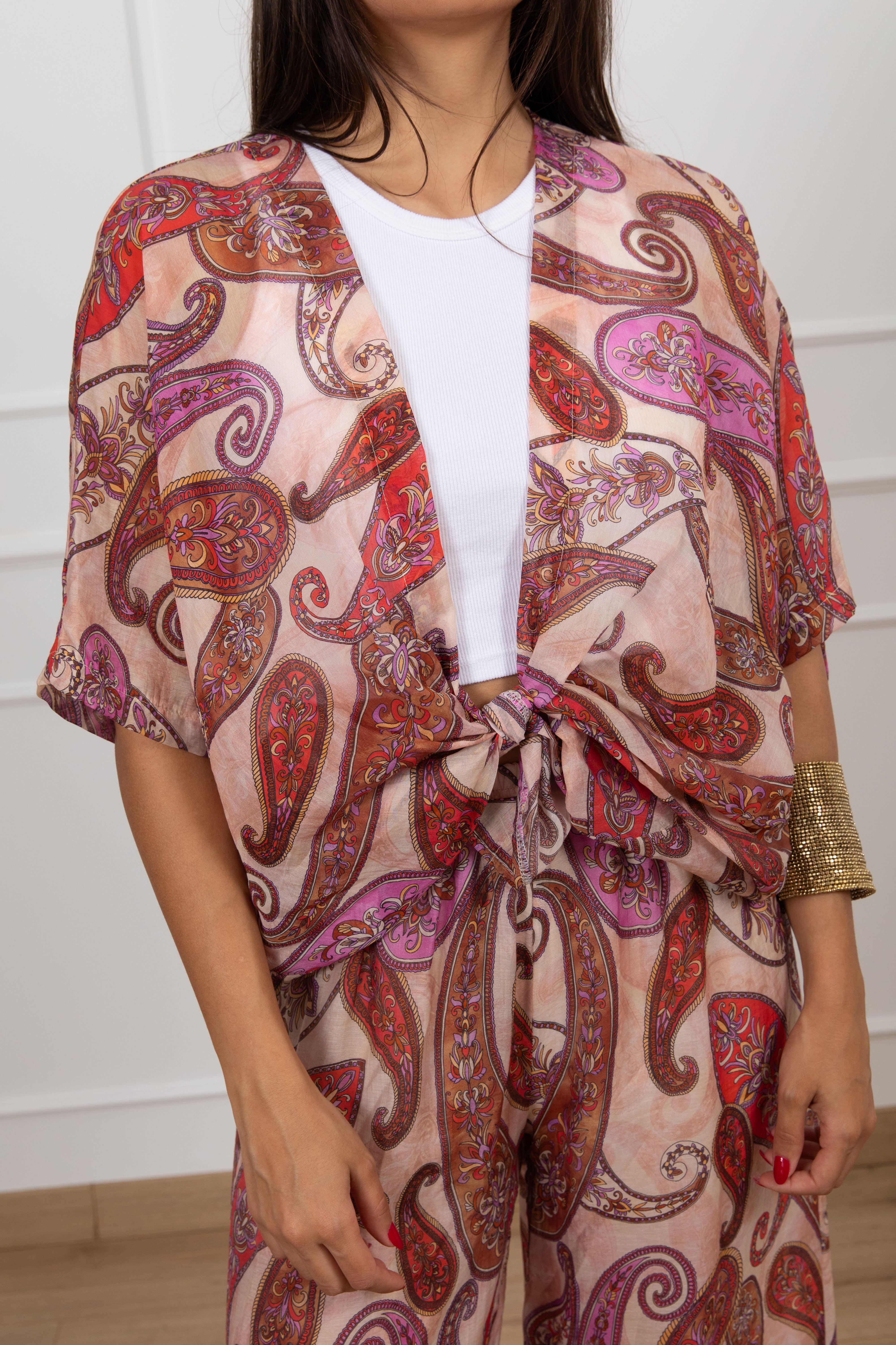 Blusa fantasia paisley con nodo Susy Mix