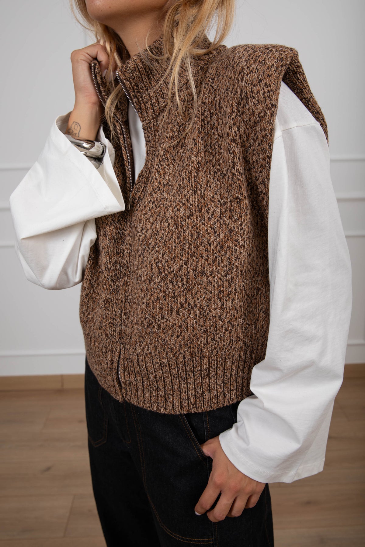 Gilet moulinè con zip Haveone