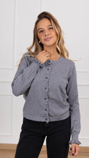 Cardigan con rouches variante grigio Haveone
