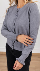 Cardigan con rouches variante grigio Haveone