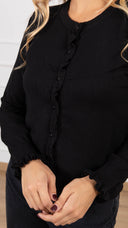 Cardigan con rouches variante nero Haveone