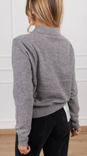 Polo in maglia con bottone coperto variante grigio ViCOLO