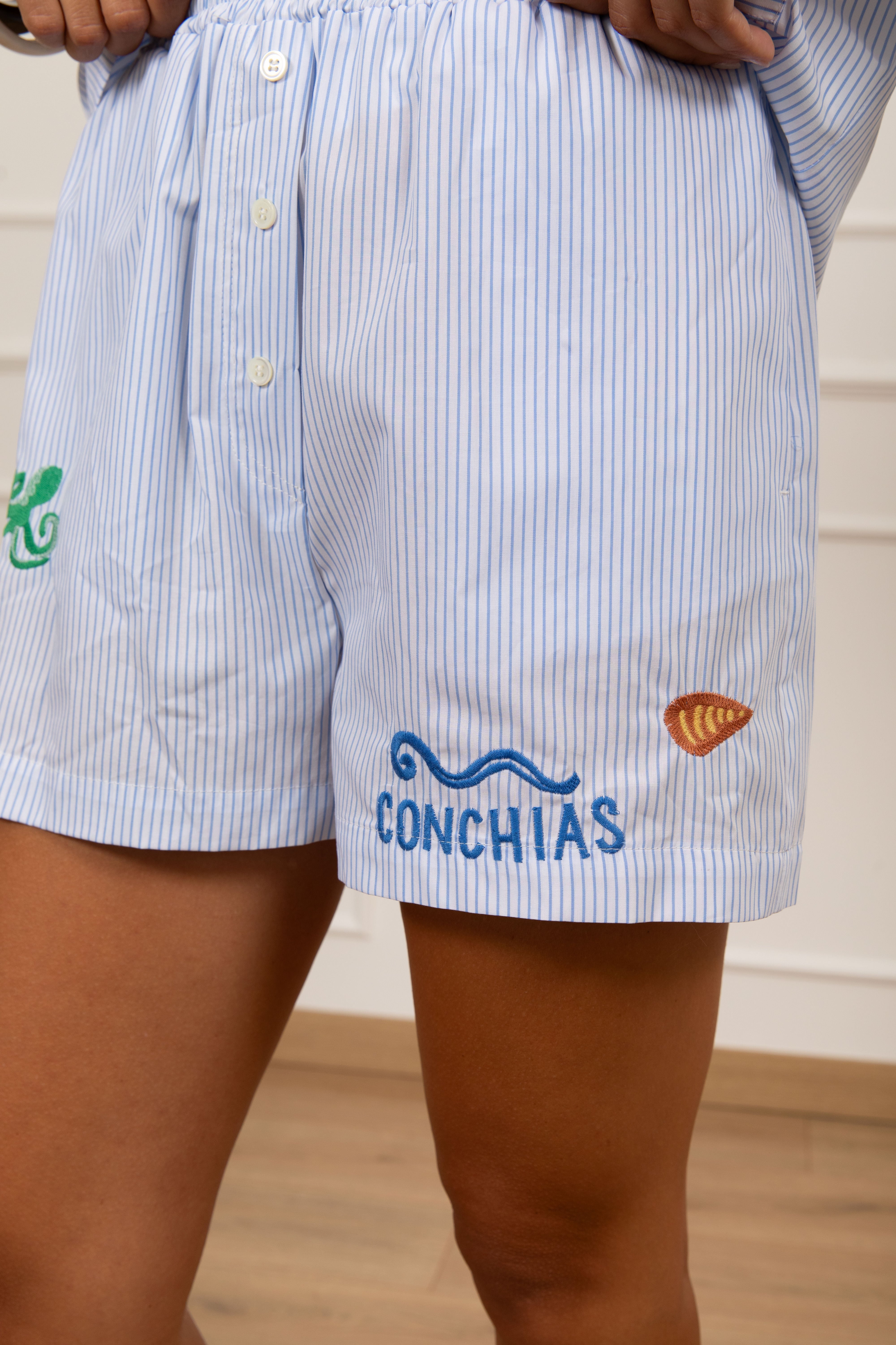 Shorts boxer bacchettato con ricamo mare ViCOLO