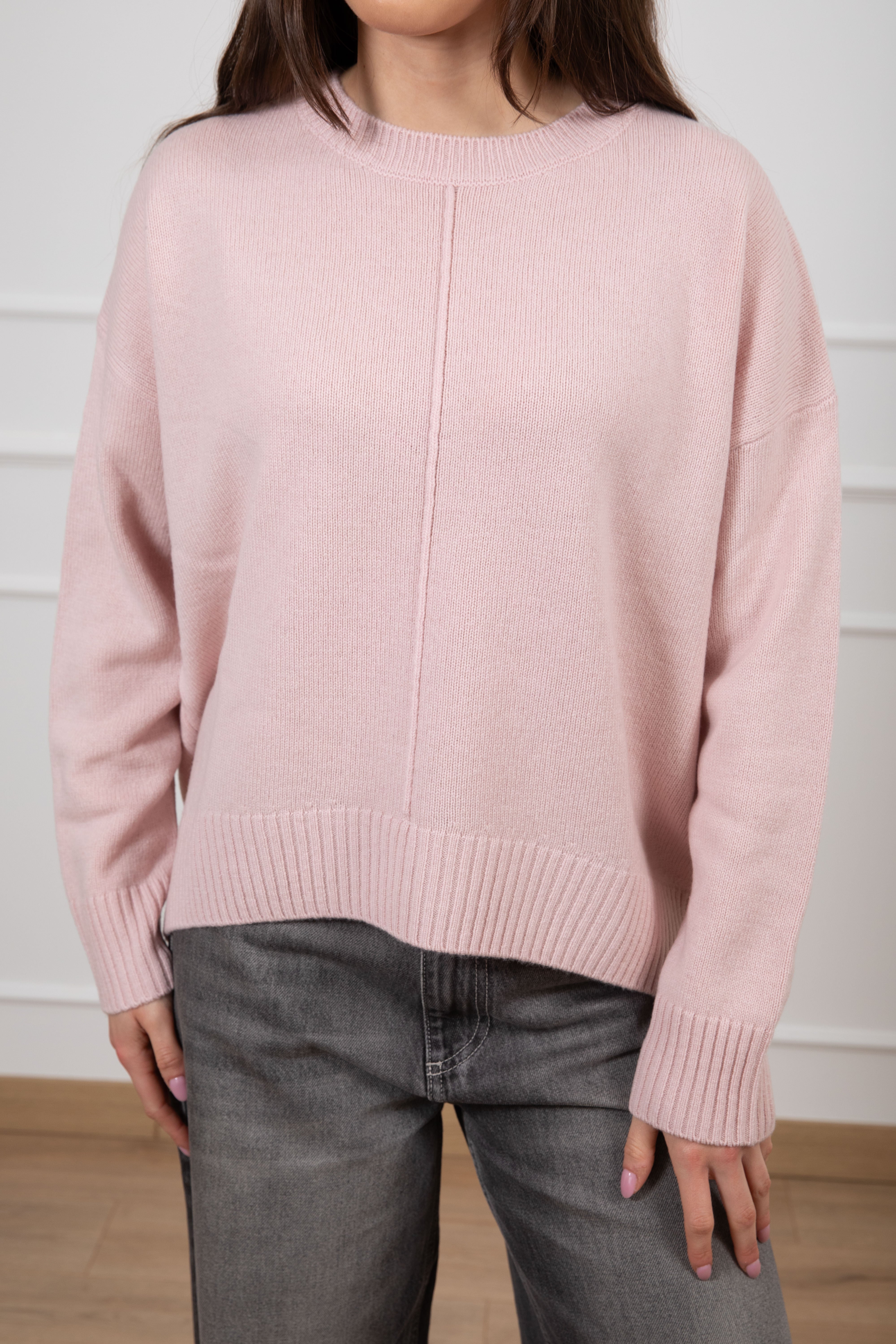 Pull girocollo con cucitura frontale 100% lana ViCOLO