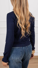 Cardigan con rouches variante blu Haveone