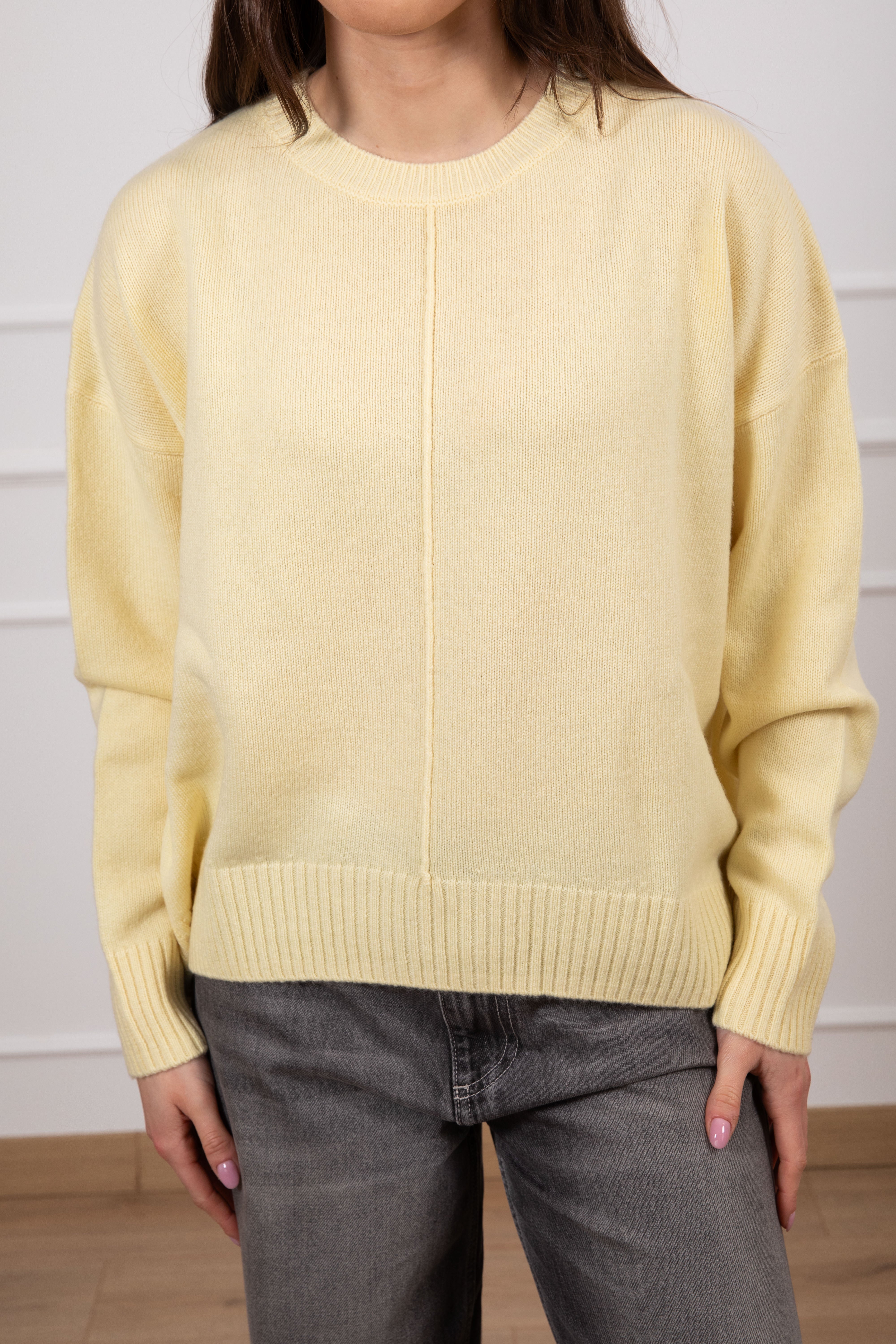 Pull girocollo con cucitura frontale 100% lana ViCOLO