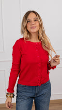Cardigan con rouches variante rosso Haveone