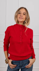 Maglia con bottoni perle e rouches variante rosso Haveone