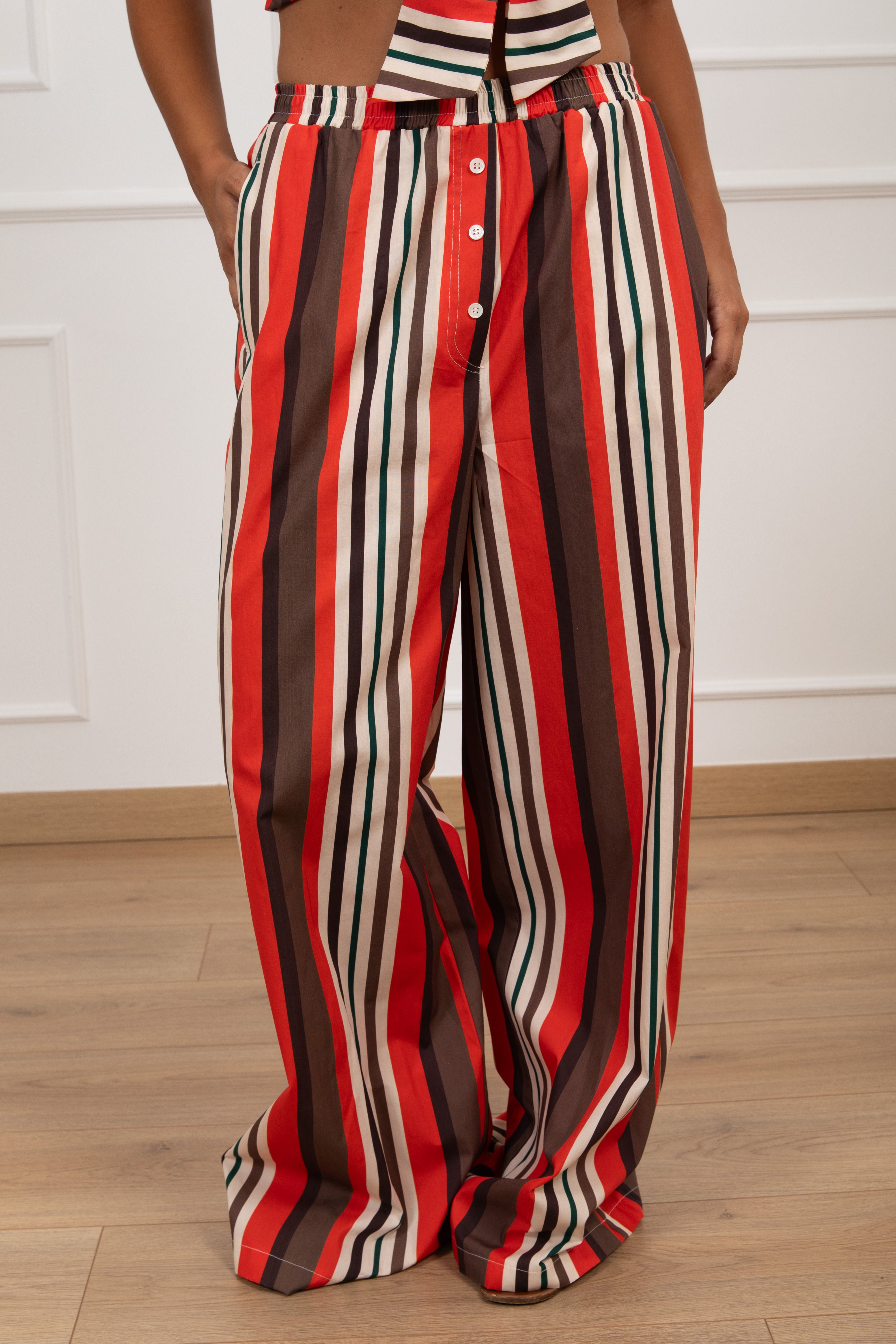 Pantalone boxer a righe in cotone ViCOLO