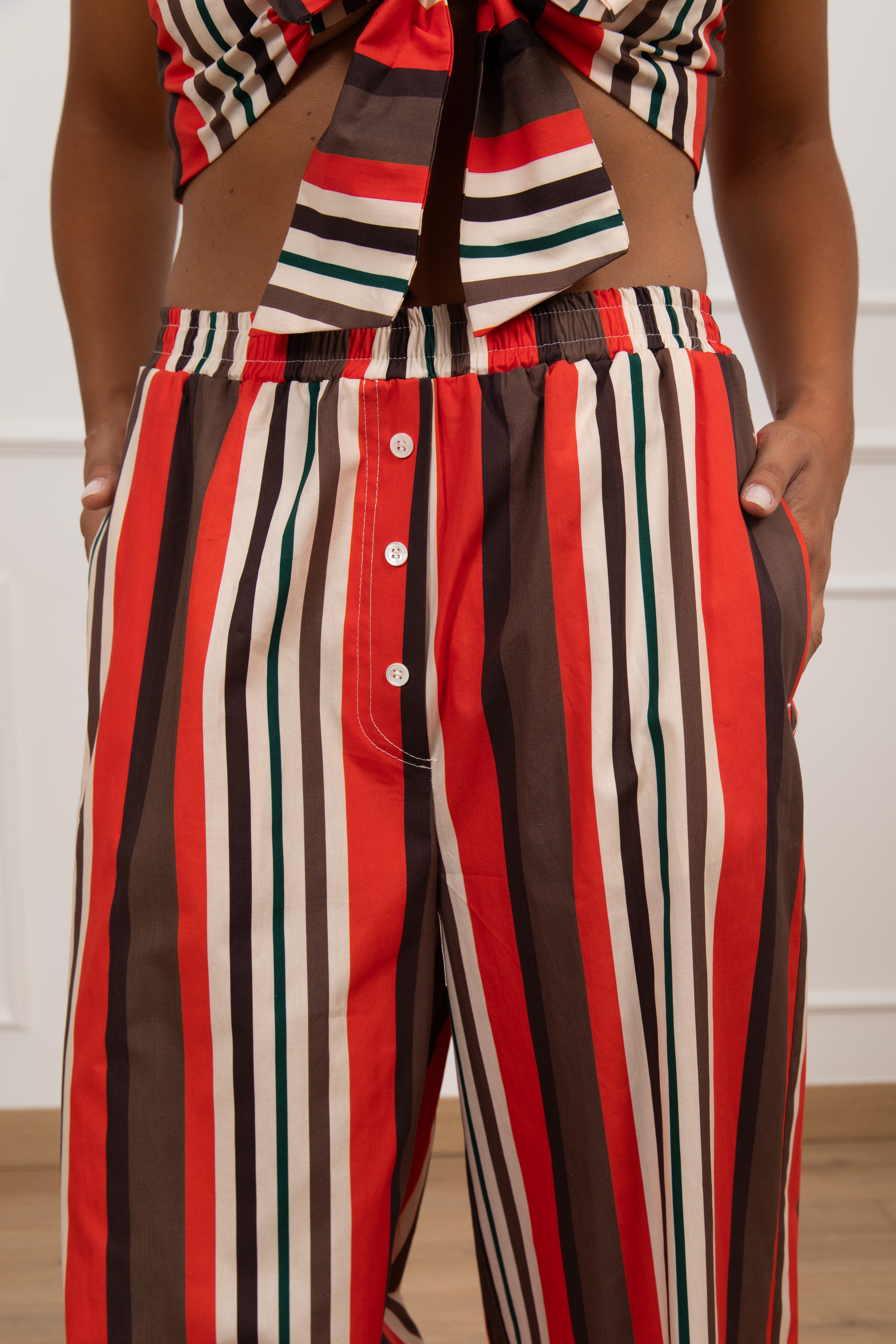 Pantalone boxer a righe in cotone ViCOLO