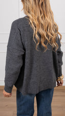 Cardigan con tasche in eco-pelle intrecciata variante grigio Haveone