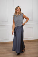 Gonna lunga in satin variante grigio scuro Tensione IN