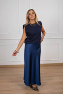 Gonna lunga in satin variante blu Tensione IN
