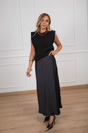 Gonna lunga in satin variante nero Tensione IN