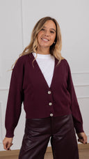 Cardigan con bottoni gioiello variante bordeaux ViCOLO