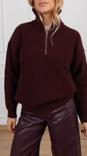 Maglia in lana mezza zip variante bordeaux ViCOLO