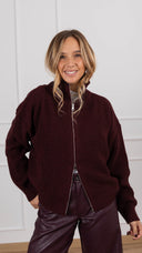 Giacca in maglia con zip variante bordeaux ViCOLO