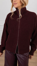 Giacca in maglia con zip variante bordeaux ViCOLO