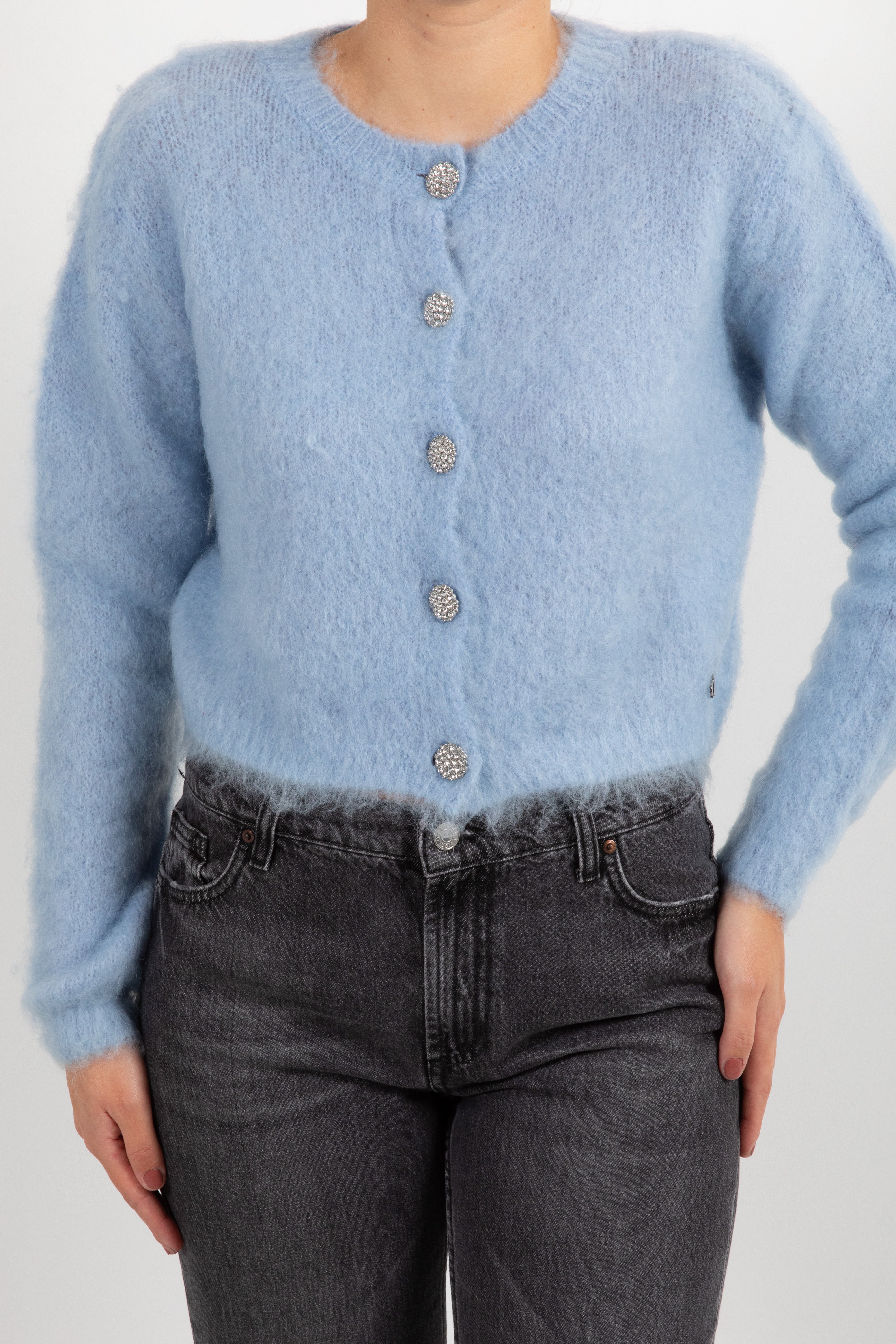 Cardigan in mohair con bottoni gioiello Dixie