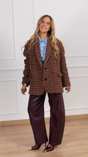 Giacca-cappotto over-size pied de poule bordeaux ViCOLO