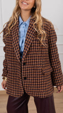 Giacca-cappotto over-size pied de poule bordeaux ViCOLO