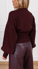 Maglia manica a palloncino con zip sul fondo variante bordeaux ViCOLO