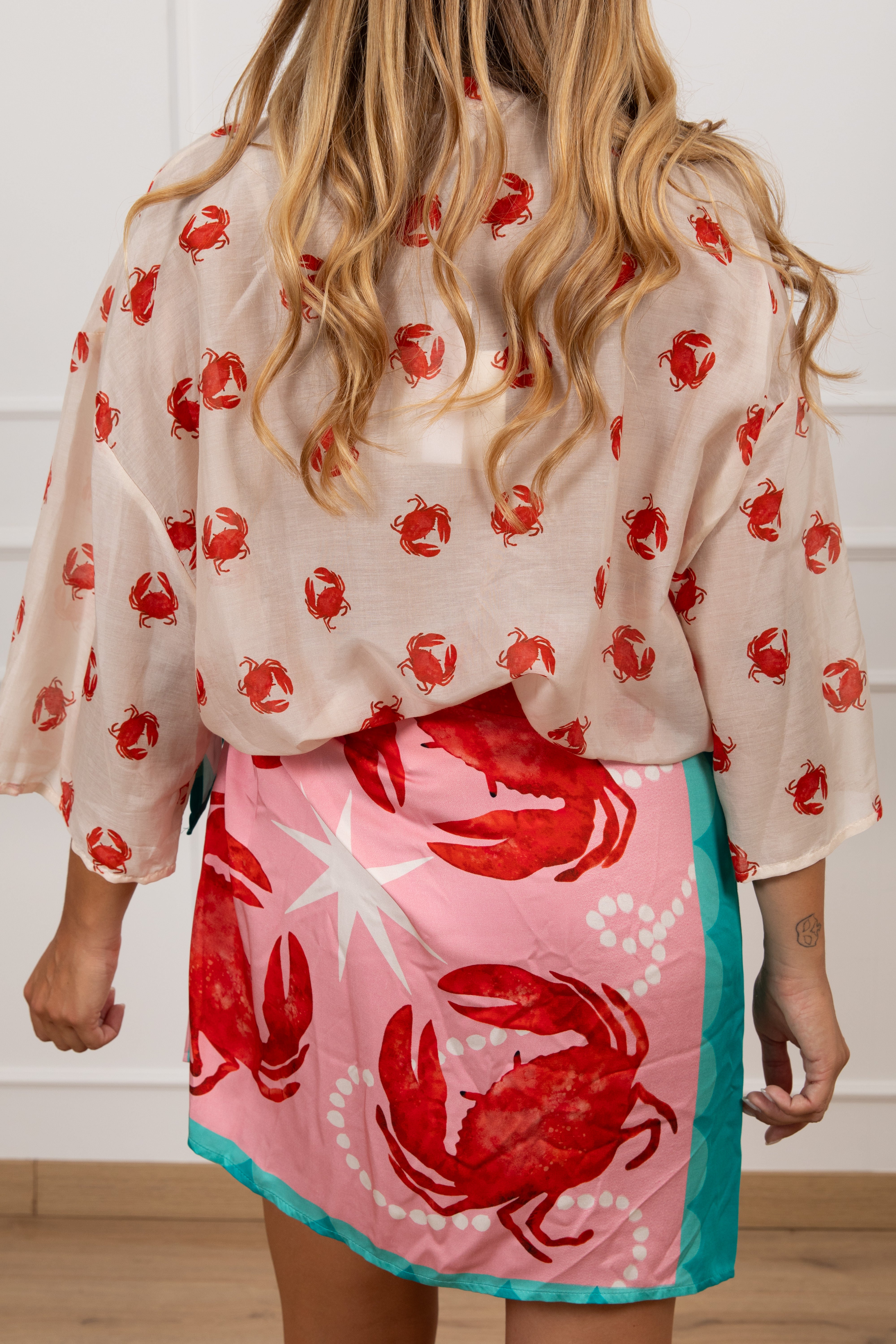 Camicia fantasia granchio con collo alla coreana Tensione IN